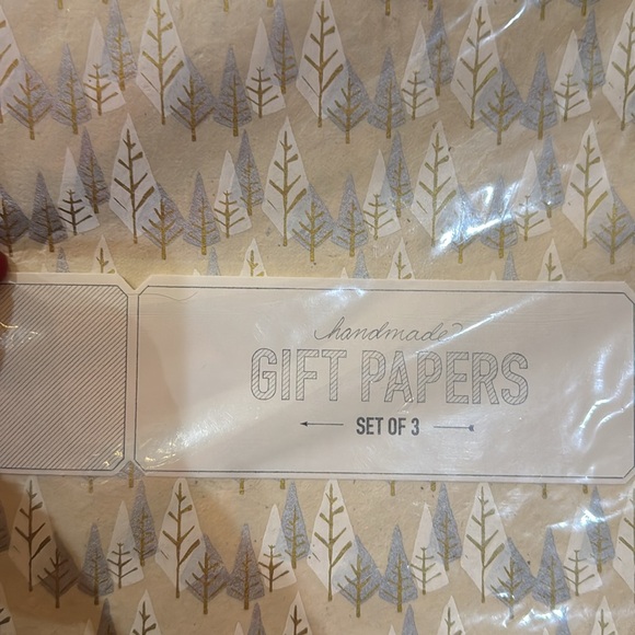 Anthropologie Hand Made Gift Wrap Foil Gold Trees Lumi wrapping paper Christmas - Picture 3 of 5